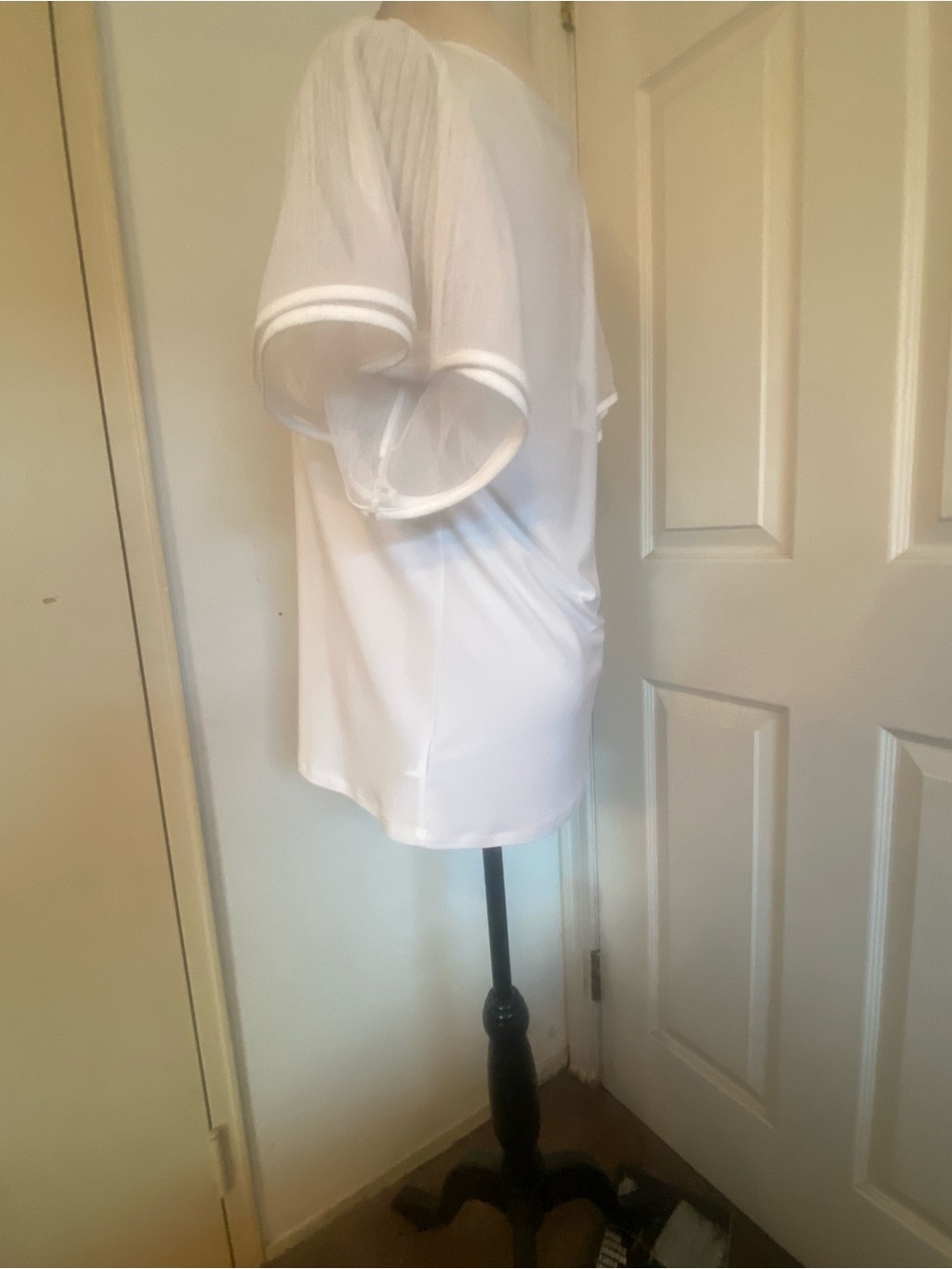 Joseph Ribkoff White Silky Mesh Bell Sleeves Top - Picture 8 of 14